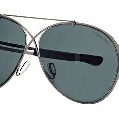 Tom Ford FT0828 12V Gafas de sol para hombre - montura rutenio oscuro brillante, lentes azules