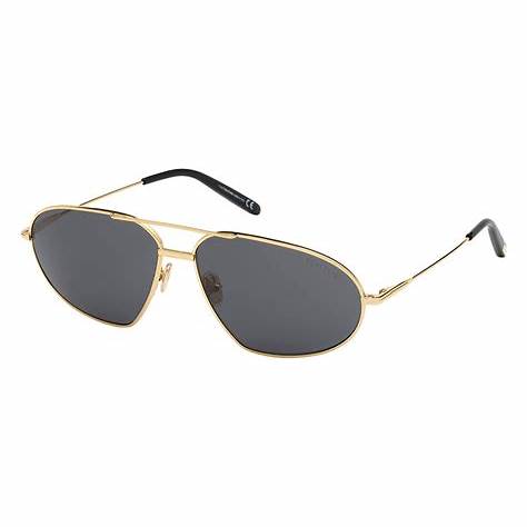 Tom Ford FT0771 30A Gafas de sol para hombre - montura dorada brillante, cristales ahumados