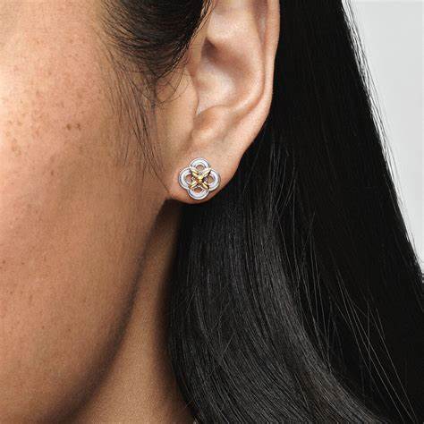 PANDORAPandora 299349C00 Two - Tone Flower Stud Earrings - Sterling Silver & 14k GoldBIJOUXEcecile
