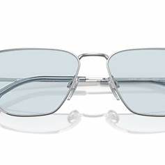 Burberry BE3146 1005/72 Unisex-Sonnenbrille - Silberner Rahmen, hellblaue Gläser