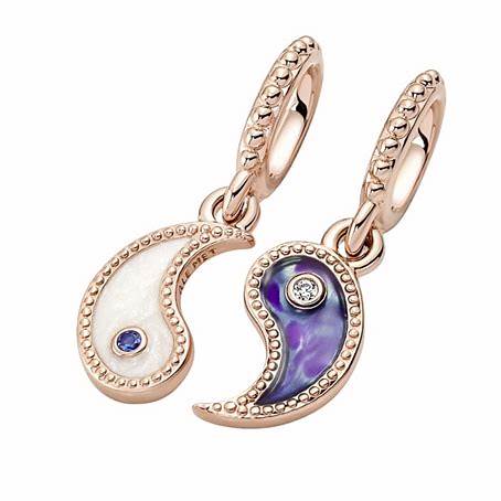 Pandora 780098C01 Dije Colgante Dividible Yin & Yang - Baño de Oro Rosa 14k