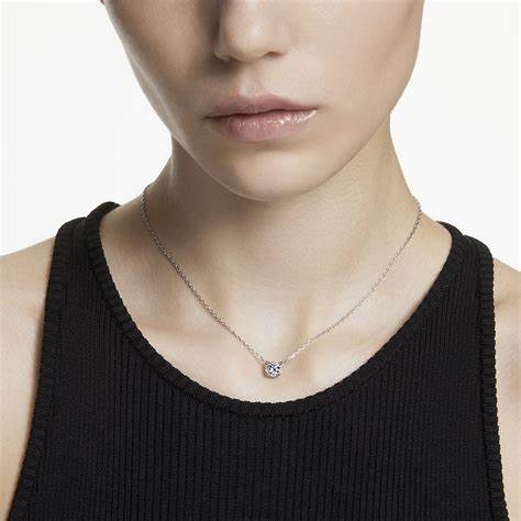 Swarovski 5636706 Stilla Pendant - Round Cut White Zirconia, Rhodium-Plated