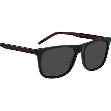 HUGO HG 1194/S 807-IR Men's Rectangular Sunglasses - Black Frame, Grey Lenses
