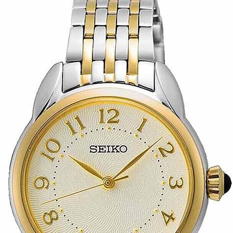 SEIKOSeiko SUR562P1 Women's Quartz Watch, Gold Dial, Two - Tone Stainless Steel BraceletWATCHESEcecile