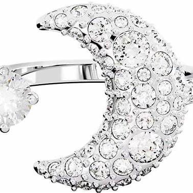 SWAROVSKISwarovski 5677139 Sublima Open Ring - Crescent Moon, White Crystals, Rhodium - PlatedBIJOUXEcecile