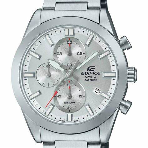 Casio Edifice EFB-710D-7AVUEF Herren-Edelstahl-Chronographenuhr mit silbernem Zifferblatt