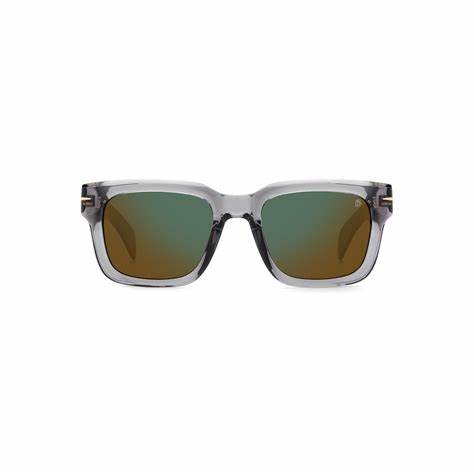 Occhiali da sole David Beckham Uomo DB 7100/S KB7/MT 52 - Montatura grigio trasparente, lenti a specchio blu