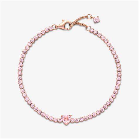 Pandora 580041C01-16 Pulsera de tenis corazón brillante - baño de oro rosa de 14k, 16cm