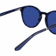 Calvin Klein CK23510S 430 D 52 Unisex Round Sunglasses - Blue Tortoise Frame, Dark Blue Lenses