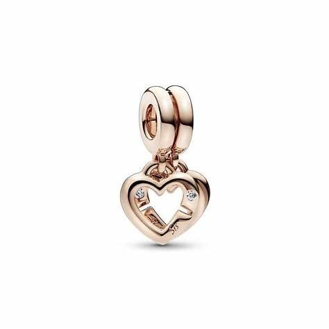 PANDORAPandora 789538C01 Linked Sister Hearts Split Dangle Charm - 14k Rose Gold - PlatedBIJOUXEcecile