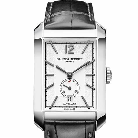 : Reloj Baume & Mercier Hampton Automático 10528 Hombre, esfera plateada, correa de aligátor negra