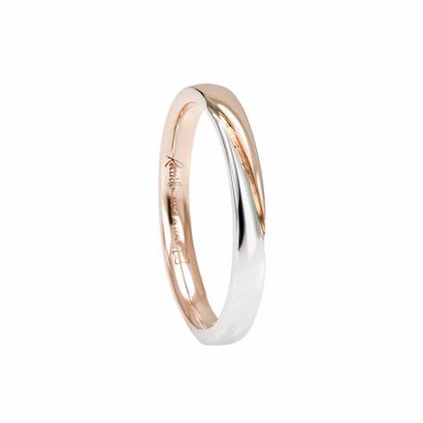 Recarlo W14FD004/BRH-14 Zweifarbiges Ehering für Damen - 18K Weiß- und Roségold