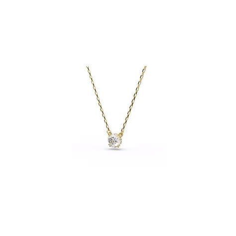 Swarovski 5636703 Stilla Pendant - Round Cut White Zirconia, Gold-Tone Plated