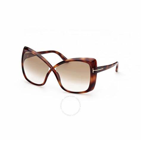 Lunettes de soleil Tom Ford FT0943 53F pour femme - monture havane blonde, verres dégradés marron