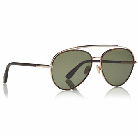 Tom Ford FT0748 52N Herren-Sonnenbrille - Gestell dunkles Havanna, grüne Gläser