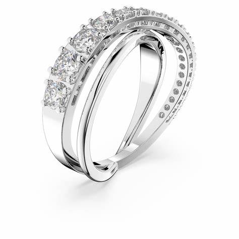 SWAROVSKISwarovski 5572724 Twist Ring - White Crystals, Rhodium - Plated, Size 52BIJOUXEcecile