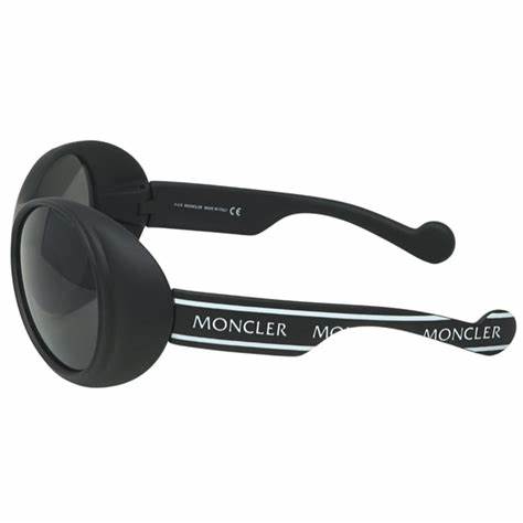 Moncler ML0148 02A Unisex Oval Sunglasses - Matte Black Frame, Grey Lenses