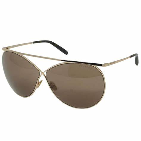 Lunettes de soleil Tom Ford FT0761 28Y pour femme - monture or rose brillant, verres violets