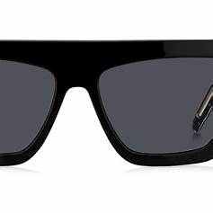 BOSS 1609/S 807-IR Women's Rectangular Sunglasses - Black Frame, Grey Lenses