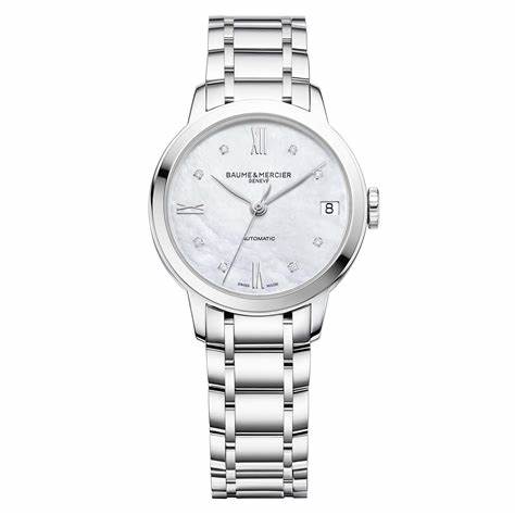 Baume & Mercier Classima 10553 Reloj Automático Mujer - 31mm Esfera Nacarada, Marcadores Diamante, Pulsera Acero