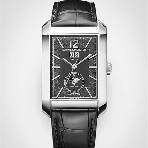 Baume & Mercier Hampton MOA10528 Men's Automatic Watch, Silver Dial, Black Leather Strap