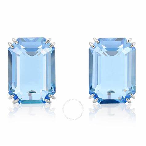 Swarovski 5614935 Millenia Ohrstecker mit Oktagon-Schliff - Blaue Kristalle, rhodiniert