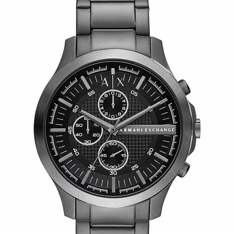 Armani Exchange AX2454 Men's Chronograph Watch - Gunmetal Stainless Steel Bracelet, Black Dial