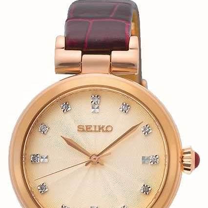 SEIKOSeiko SRZ548P1 Women's Quartz Watch, Rose Gold - Tone Case, Brown Leather StrapWATCHESEcecile