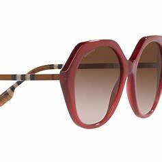 Lunettes de soleil Burberry Vanessa BE4375 4018/13 pour femme - monture rouge, verres dégradés marron