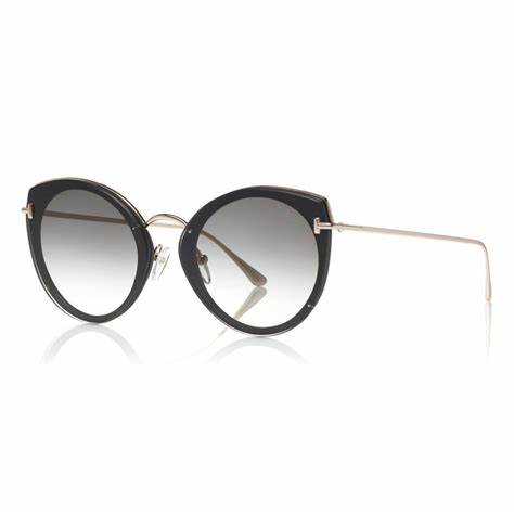 Lunettes de soleil Tom Ford FT0683 01B pour femme - monture noire brillante, verres fumés dégradés