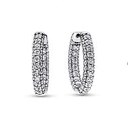 PANDORAPandora 292624C01 Timeless Pavé Single‑Row Sterling Silver Hoop Earrings – CZBIJOUXEcecile
