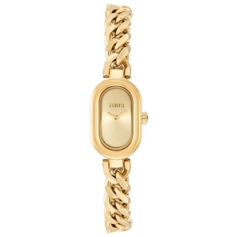 TOUSTOUS Oval Time Women's Gold - Tone Analog Watch - 18x28.5mm Case, Chain BraceletWATCHESEcecile