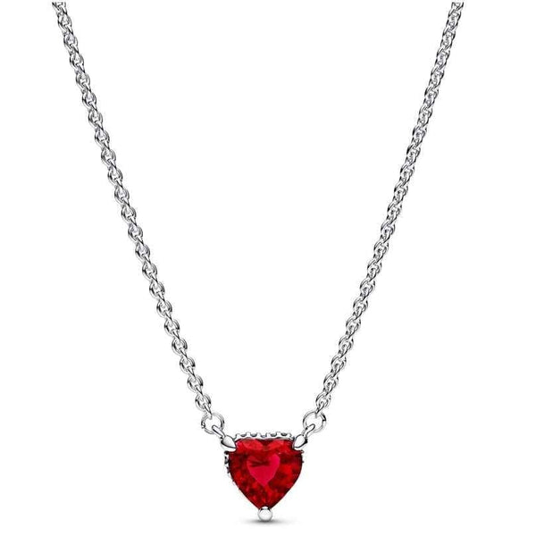 PANDORAPandora Sparkling Heart Halo Pendant Necklace 392542C01 - 45 - Sterling Silver, Red CrystalBIJOUXEcecile