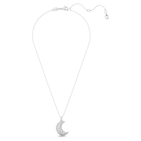 Swarovski 5666181 Luna Pendant Necklace - Crescent Moon, White Crystals, Rhodium-Plated