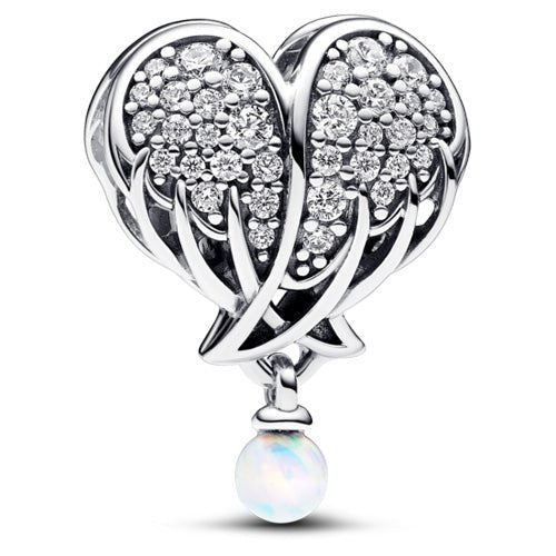 PANDORAPandora 792980C01 Sparkling Angel Wings & Heart Charm – Sterling Silver, CZ, OpalBIJOUXEcecile