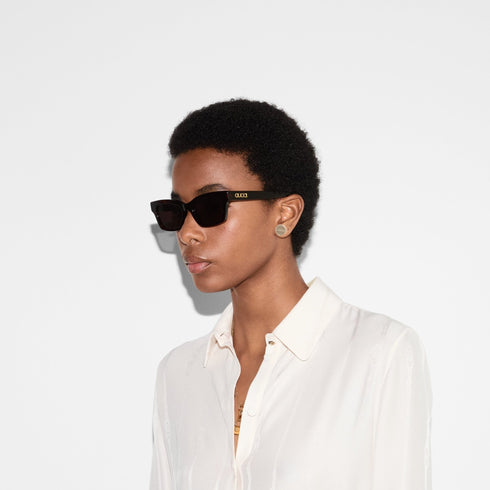 GUCCIGucci GG1790S Rectangular Cat‑Eye Sunglasses – 51 mm Acetate Frame, Grey LensesEYEWEAREcecile