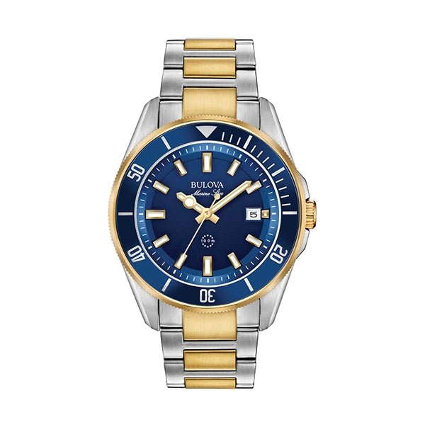BULOVABulova Marine Star 98B334 Men's 43mm Two - Tone SS Watch, Blue Dial, Date DisplayWATCHESEcecile