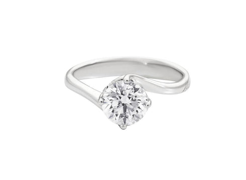 Recarlo R01SO195/051 Women's Solitaire Diamond Ring - 18K White Gold, 0.51ct