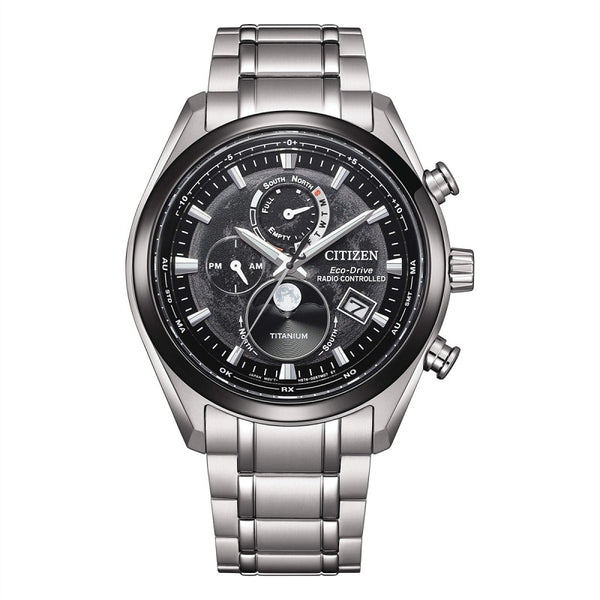 CITIZENCitizen Tsuki‑Yomi Moonphase BY1018‑80E 43mm Super Titanium Watch – Black Dial, Eco‑Drive, Radio‑ControlledWATCHESEcecile