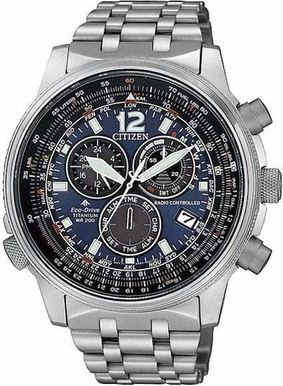 CITIZENCitizen Promaster CB5850‑80L Sky 45mm Titanium Eco‑Drive Men's Watch – Blue Dial, Chronograph, Radio‑ControlledWATCHESEcecile