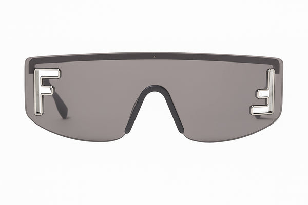 Fendi FE40168U Occhiali da sole Shield - Montatura in metallo argento, lenti a specchio, 00-135 mm