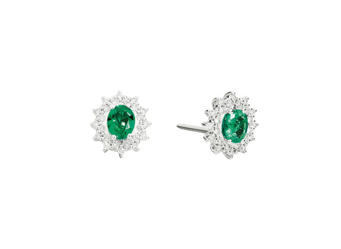 Recarlo E77CC001/SM 18K White Gold Emerald and Diamond Earrings