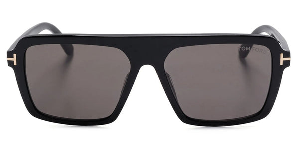 Tom Ford Vincent FT1176/S 01A 56 - Occhiali da sole pilota in acetato nero, lenti fumé grigie da 56 mm, protezione UV400