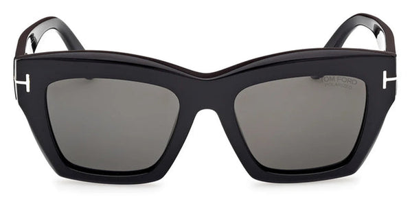 Tom Ford Luna FT1191/S 01F Occhiali da sole a farfalla da donna - Montatura nera da 52 mm, lenti polarizzate marroni sfumate