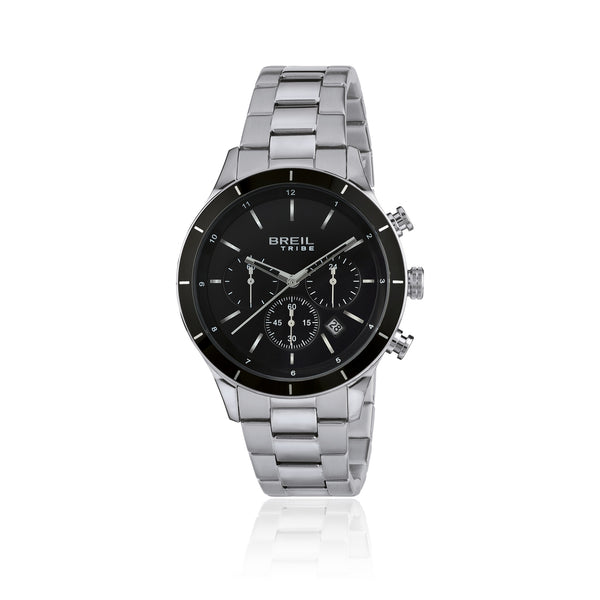 BREILBreil Tribe EW0447 Dude Chronograph Watch – Black Dial, Silver Steel BraceletWATCHESEcecile