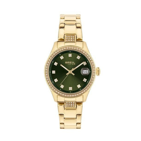 BREILBreil Tribe EW0724 Classic Elegance Women's Watch – Gold Steel, Olive Green Dial, Crystal AccentsWATCHESEcecile
