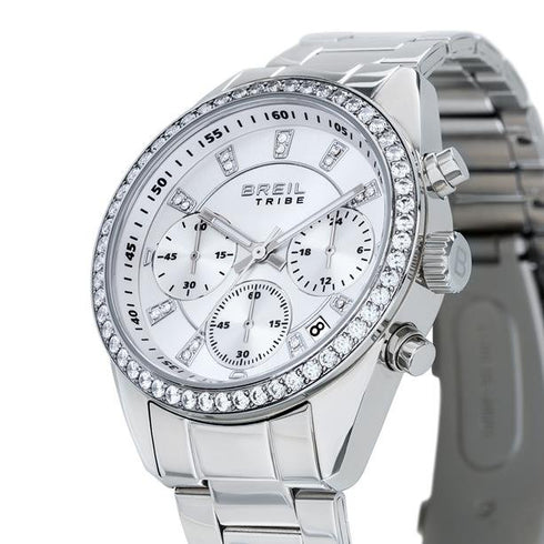 BREILBreil Azure EW0738 Women's Chronograph – Silver Dial, Crystal Bezel, 36mm SteelWATCHESEcecile