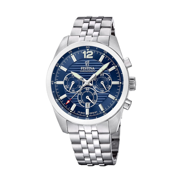 FESTINAFestina Timeless Chronograph F20742/1 Men’s 44 mm Quartz Watch – Blue Dial, Stainless Steel Bracelet, 10 ATMWATCHESEcecile