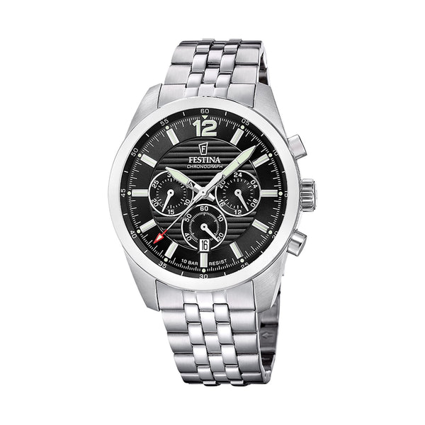 FESTINAFestina Timeless Chronograph F20742/3 Men's 44 mm Quartz Watch – Black Dial, Stainless Steel Bracelet, 10 ATMWATCHESEcecile