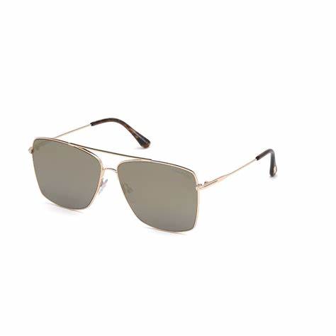Tom Ford FT0651 28C Occhiali da sole da uomo - Montatura in oro rosa lucido, lenti a specchio fumé